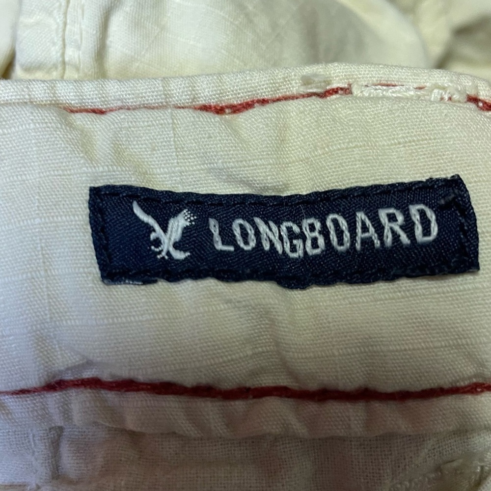 American Eagle Cargo Shorts Mens 32x11 Ivory Tan Longboard Baggy Retro - Picture 8 of 9